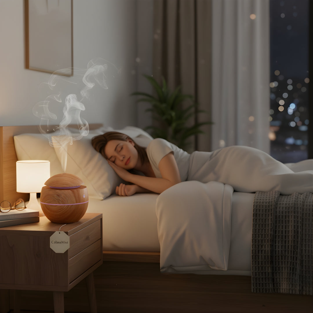 Gentle Quiet Mist & LED Night-Light – Wood Finish – Relieve Dry Air Improve Sleep Boost Comfort Bowlift