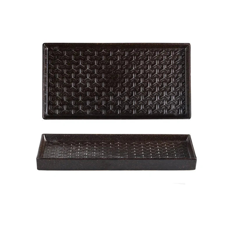 9.5" Ceramic Rectangular Barbecue Plate Restaurant Sushi Plate | Bowlift