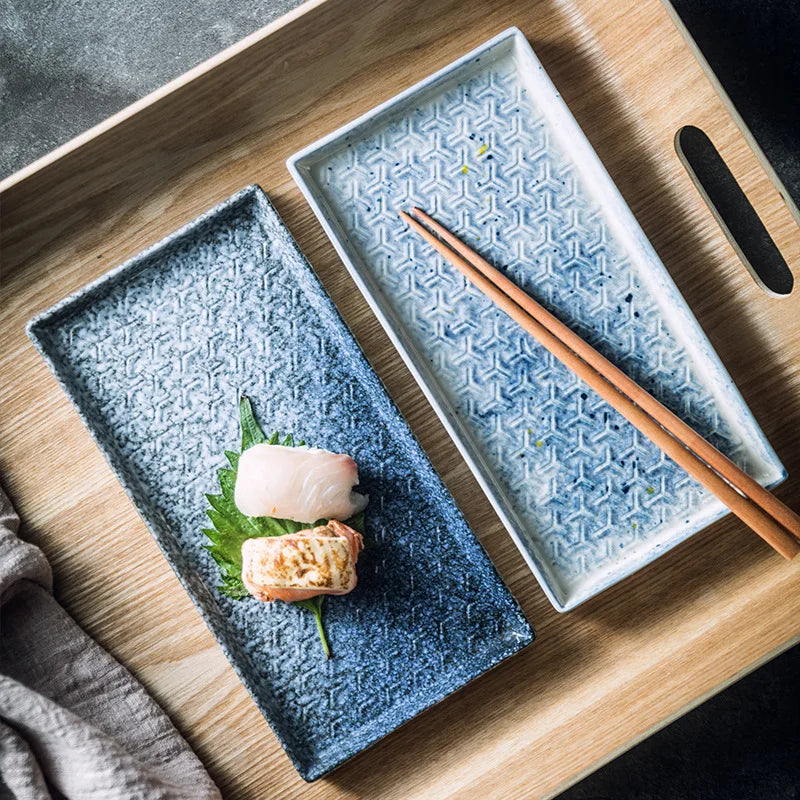 9.5" Ceramic Rectangular Barbecue Plate Restaurant Sushi Plate | Bowlift