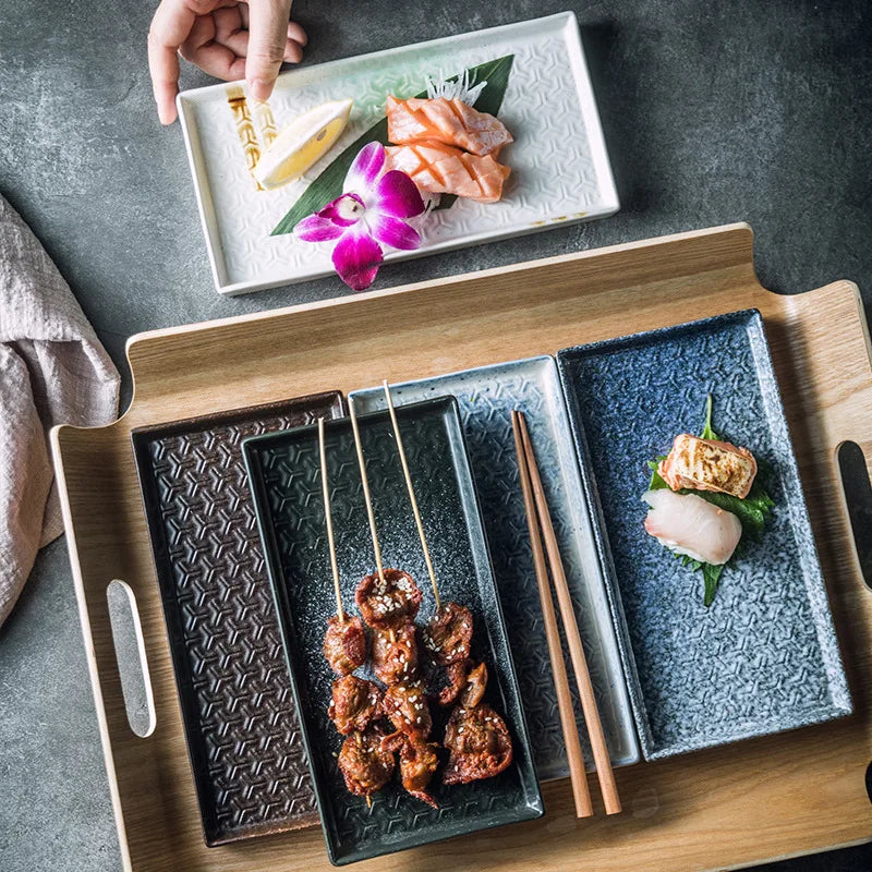 9.5" Ceramic Rectangular Barbecue Plate Restaurant Sushi Plate | Bowlift
