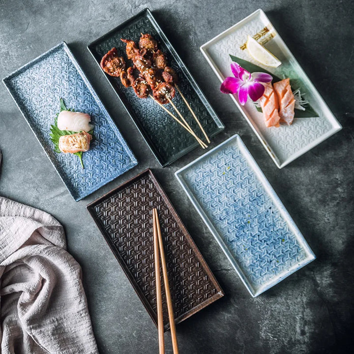 9.5" Ceramic Rectangular Barbecue Plate Restaurant Sushi Plate | Bowlift