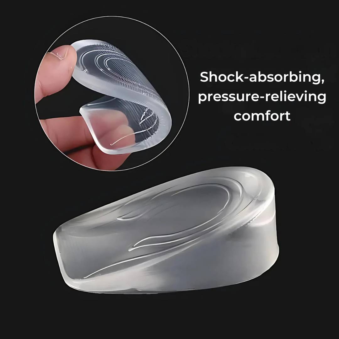 LiftComfort Silicone Gel Heel Lifting Inserts | Height Increase - Pain Relief for Plantar Fasciitis - Shock Absorption - Better Posture Bowlift