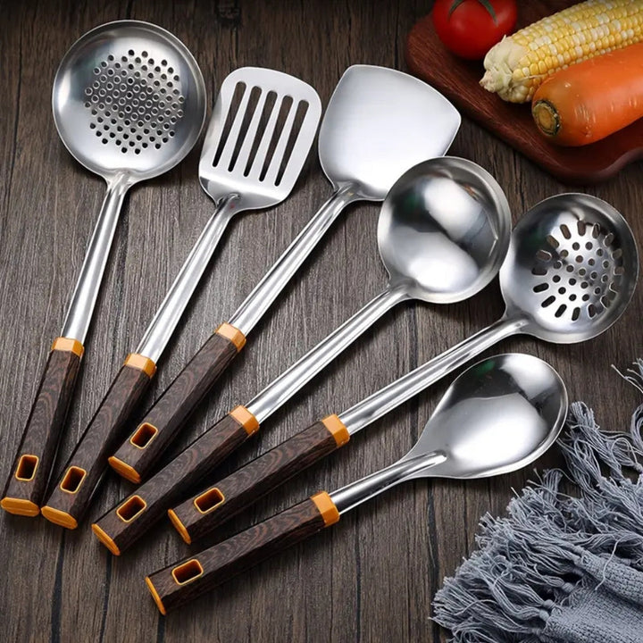 BowLift | Wood Grain Stainless Steel Utensils | 6pcs Set