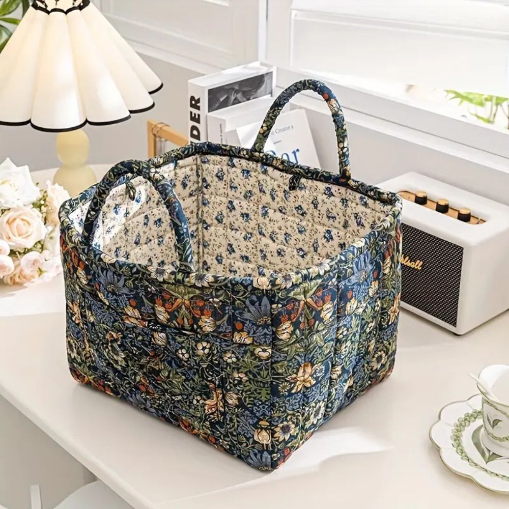 BowLift | Floral Canvas Storage Basket for Home Organization