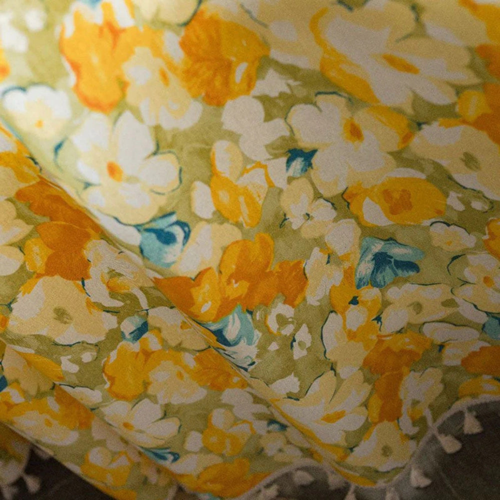 BowLift | Sunshine Blooms Floral Tasseled Curtain