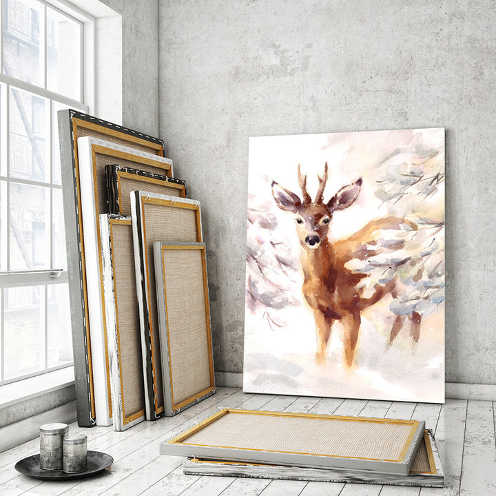 Young Elegant Deer - Canvas Wall Art Painting | Bowlift
