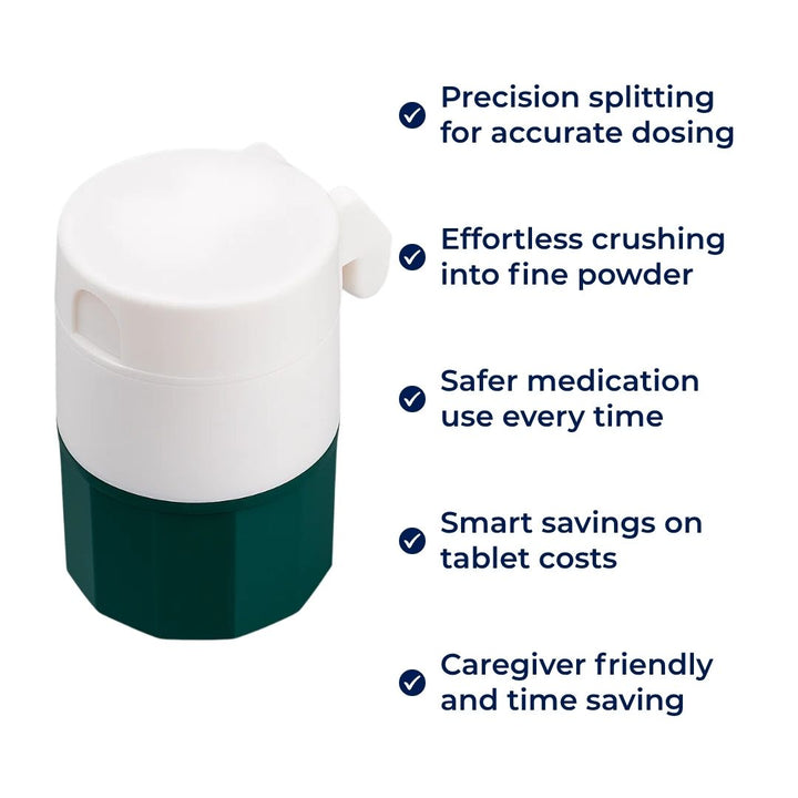 Precision Splitting & Crushing – Durable Compact Case – Easy Swallowing Relief – Safer Dosing – Travel Ready Bowlift