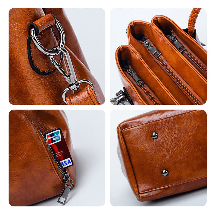 BowLift | New handbags made of oil wax leather Boston, large tote bag made of soft leather