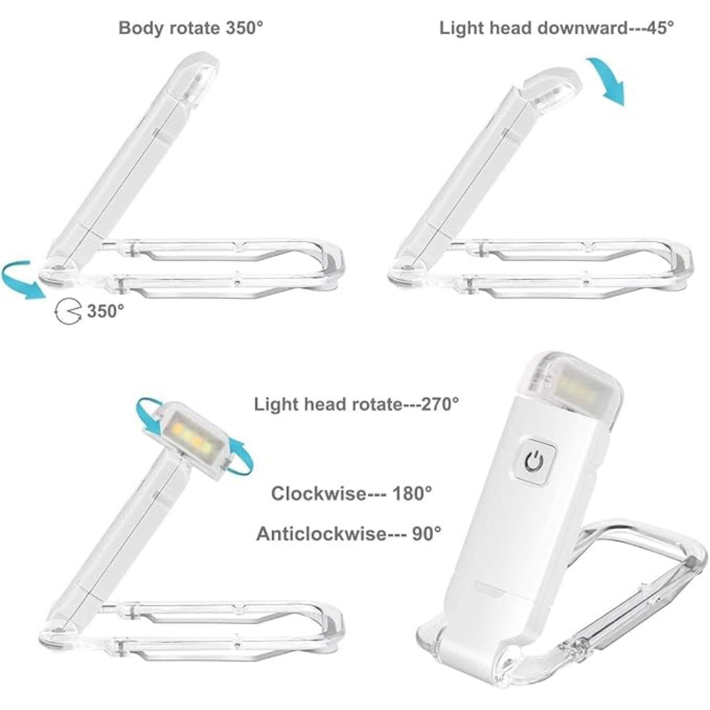 BowLift | Book Reading Lights - Adjustable LED Clip-on Rechargeable Book Light, USB Powered for Reading in Bed, Best for Bookworms and Kids