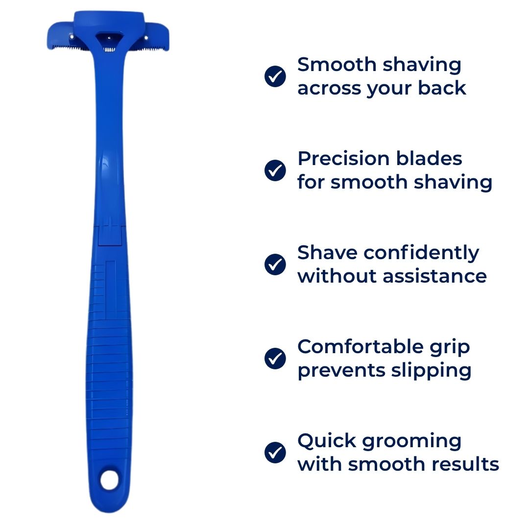 Extra-Long Handle Reach – Sharp Stainless Blades – Smooth Pain-Free Shave – Effortless DIY Grooming for Men Bowlift