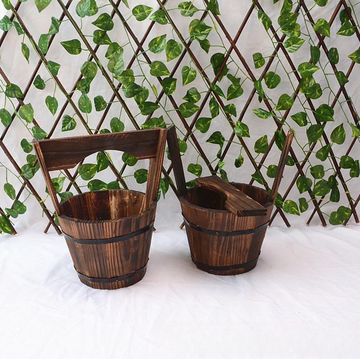 BowLift | Wooden Bucket Planter in Barrel Design for Garden and Terrace – Decorative Flower Pots made of Wood