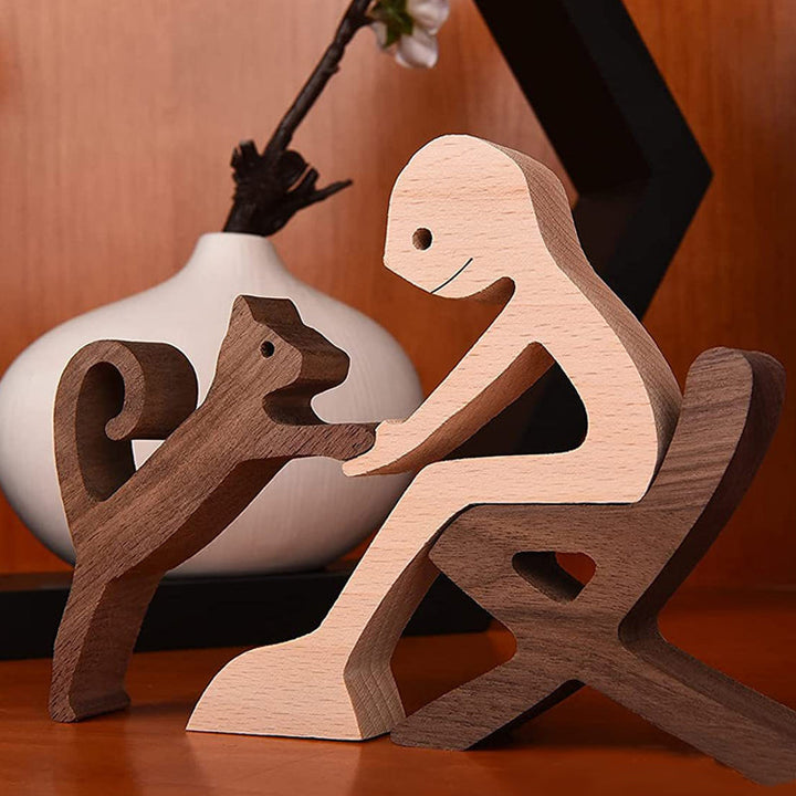 Gift For Pet Lovers - Wood Sculpture Table Ornaments - The Love Between You And Your Fur-Friend | Bowlift