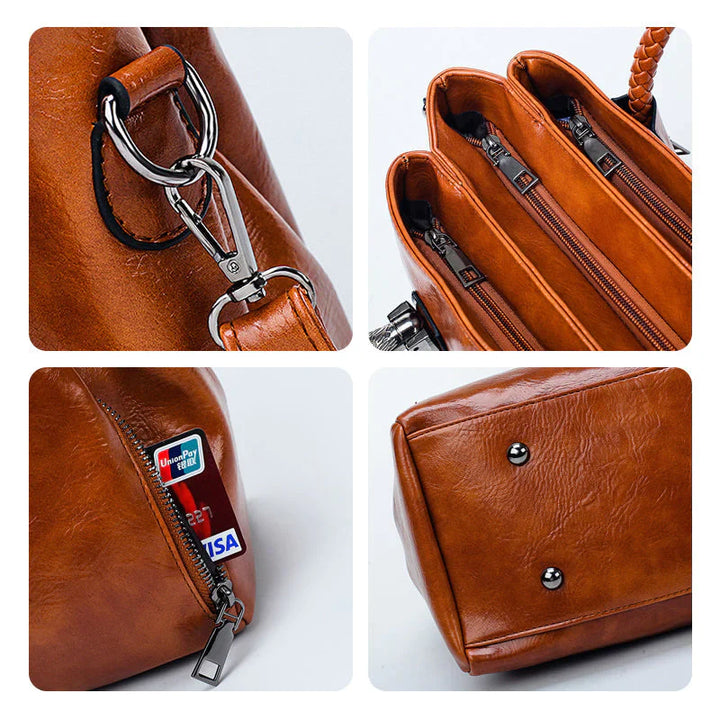BowLift | New oil wax leather handbags Boston soft leather large tote bag