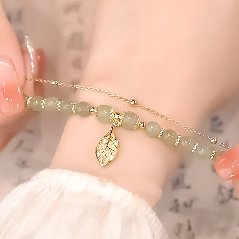 BowLift | Hetian Jade Leaf Gold Bracelet