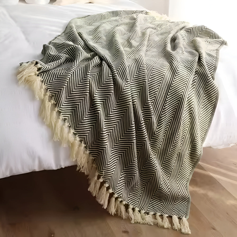 BowLift | Herringbone Tassel Knit Blanket