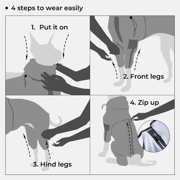 BowLift | Waterproof Dog Coat with Legs – Reflective Dog Rain Jacket for Small & Large Breeds | Best Rain Coat for Dogs UK