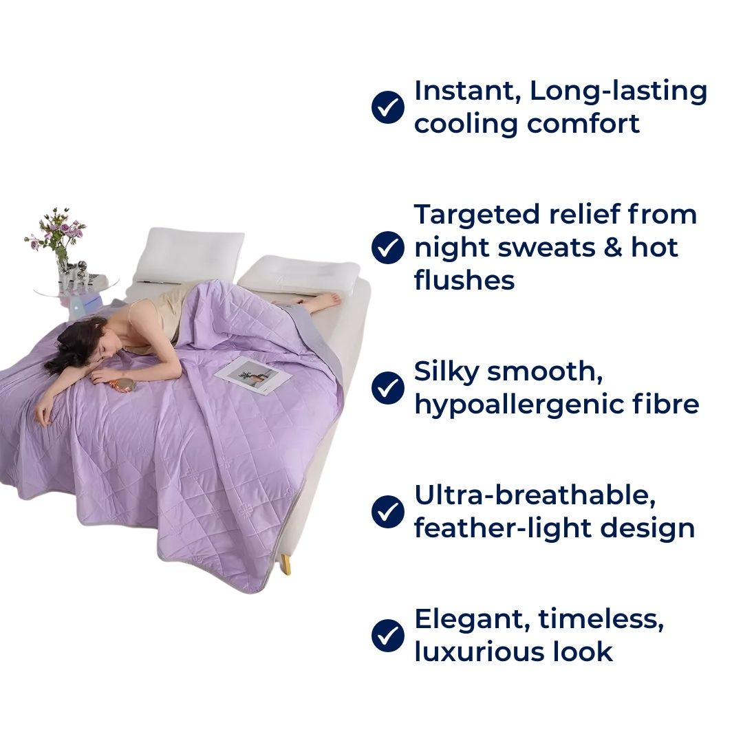 SilkCool | Cooling Blanket – Instant Cooling Comfort – Silky Hypoallergenic Fibre – Prevents Overheating – Relief for Night Sweats Sensitive Skin Bowlift