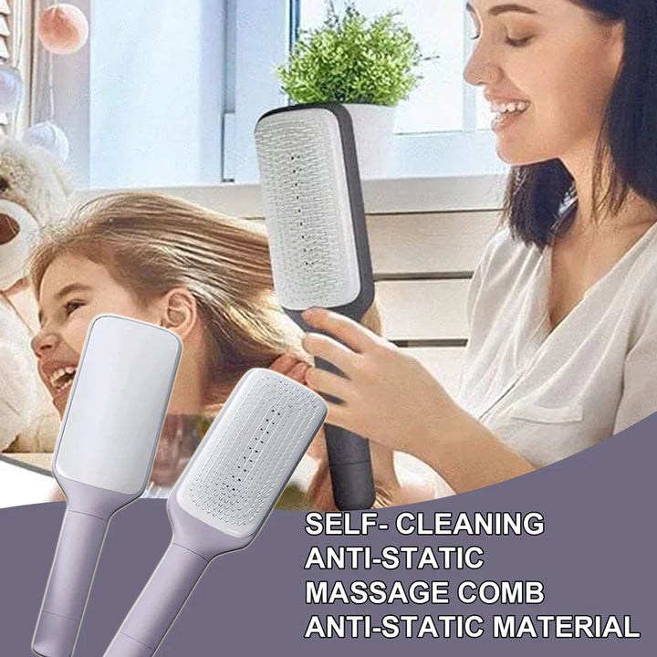 BowLift | LuxéTress 4-in-1 Self-Cleaning Hairbrush | Innovative hairbrush with self-cleaning technology for effortlessly smooth and shiny hair