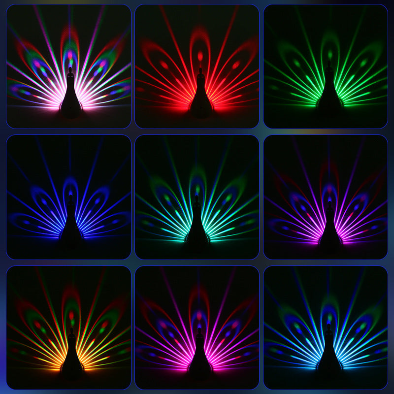 BowLift | GlowyPeacock – Colourful 3D Wall Lamp with Remote Control and Timer