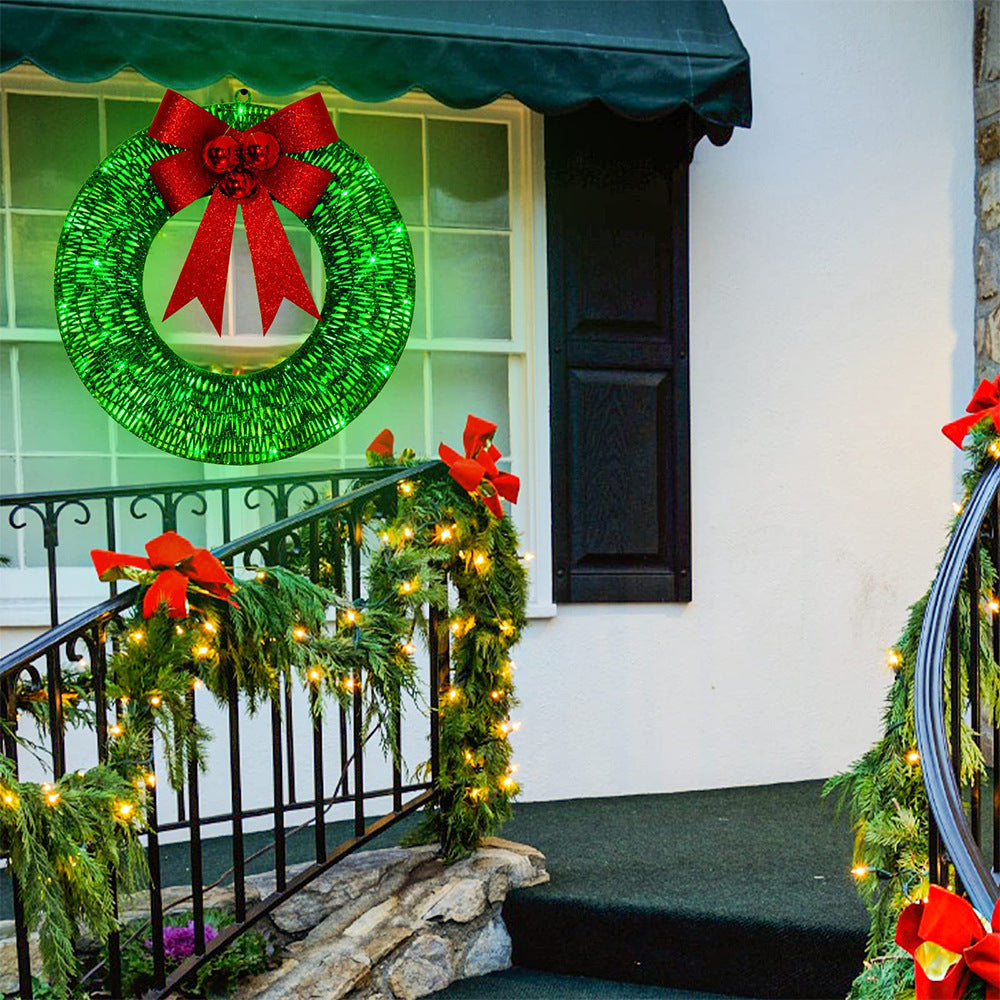 BowLift | Illuminated Christmas Wreath Luxury Gold-Green 50cm – Handmade Door Wreath with LED