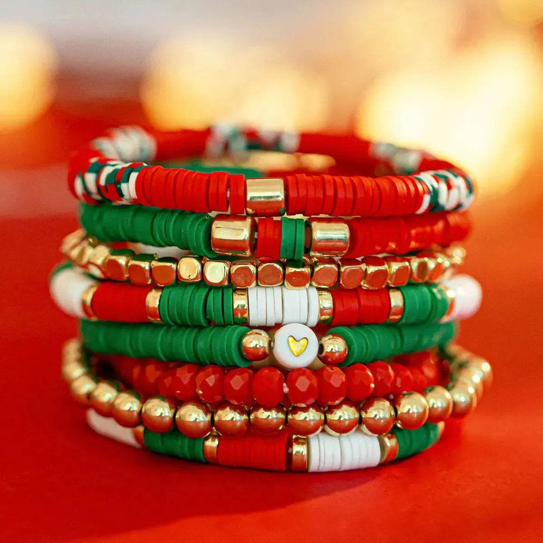 BowLift | Christmas Polymer Clay Color Bracelet set  Xmas gift idea