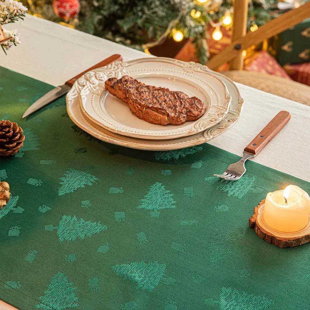 BowLift | Christmas Table Runner Dark Jacquard Dining Table