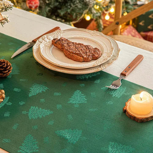 BowLift | Christmas Table Runner Dark Jacquard Dining Table