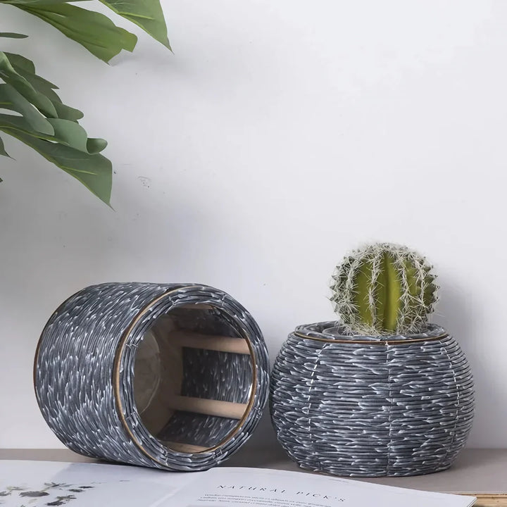 BowLift | Nordic Hand-Woven Imitation Rattan Flower Pot