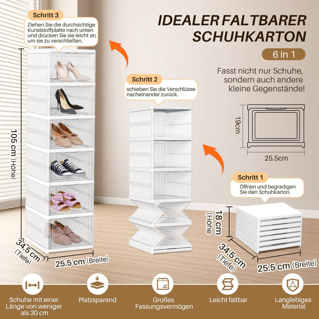 6 Layers Shoe Boxes Storage Box Stackable | Bowlift
