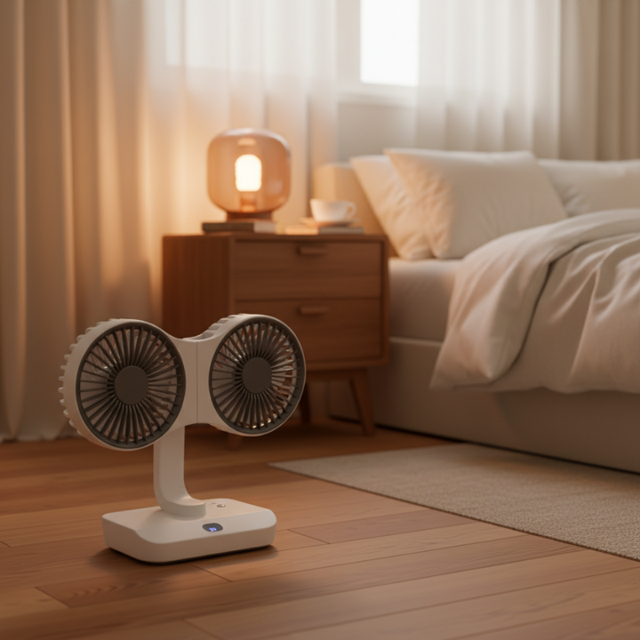 Rechargeable fan with double head | Bowlift