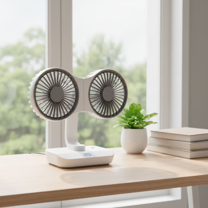 Rechargeable fan with double head | Bowlift