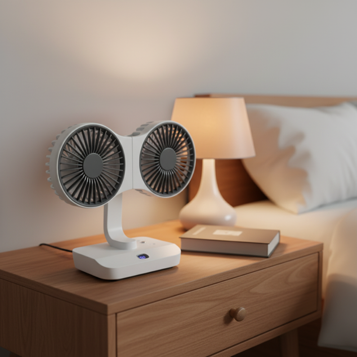 Rechargeable fan with double head | Bowlift