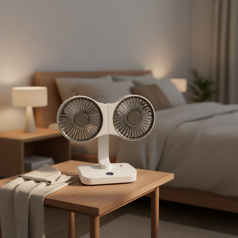 Rechargeable fan with double head | Bowlift