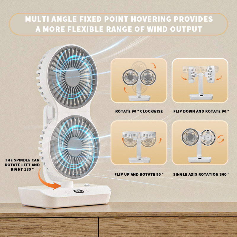 Rechargeable fan with double head | Bowlift