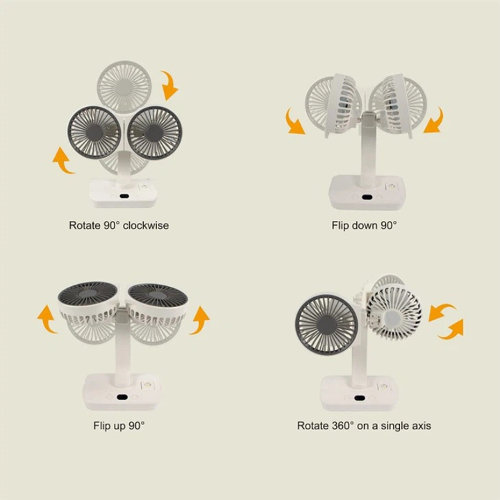 Rechargeable fan with double head | Bowlift