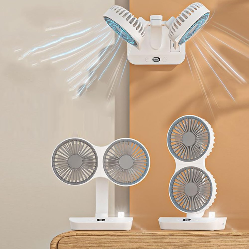 Rechargeable fan with double head | Bowlift