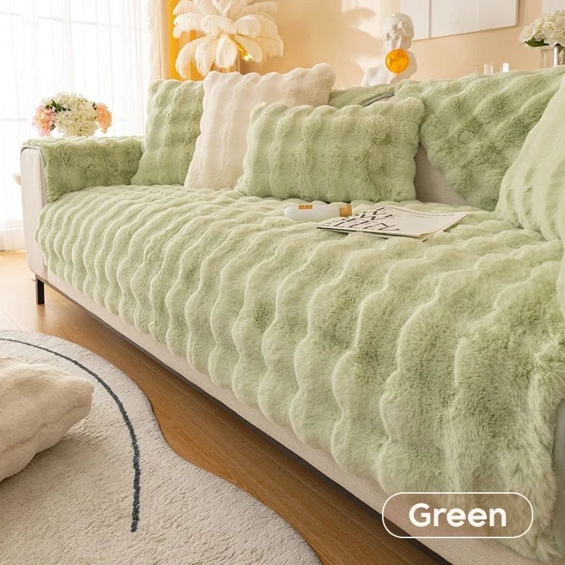 BowLift | Rabbit Fleece Sofa Cover | Non-Slip Plush Protector | Machine Washable | Soft & Cozy Home Decor