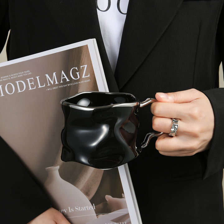 BowLift | CreArt Mug – Handmade Ceramic Coffee Mug with Unique Crinkled Design