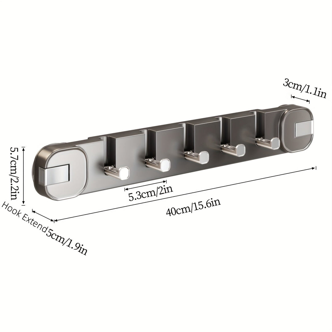 Wall Hook Panel Without Drilling – OrganizePlus Hidden 5-Hook Rack | Bowlift