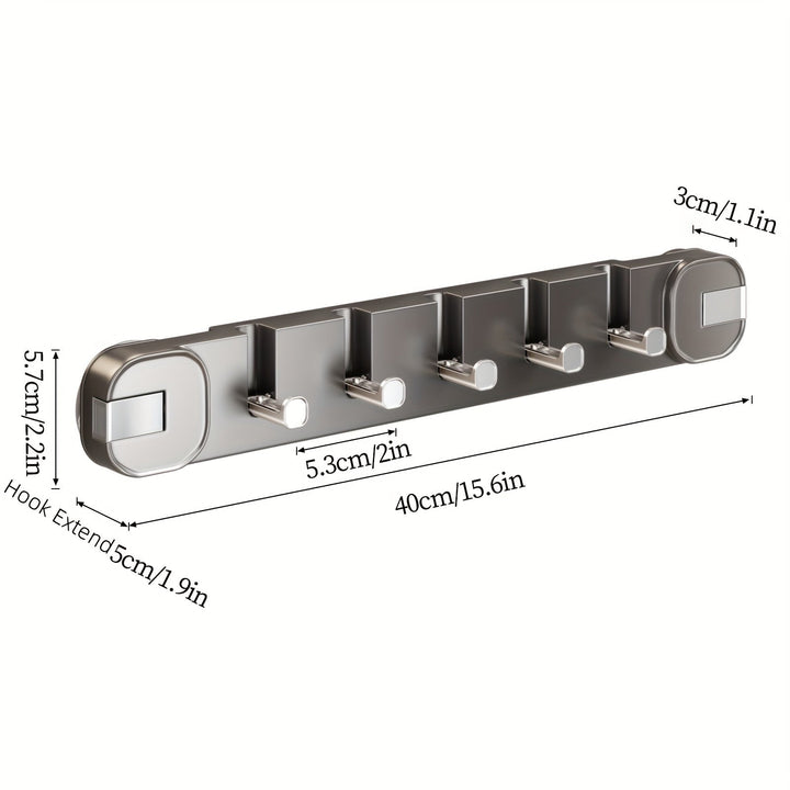 Wall Hook Panel Without Drilling – OrganizePlus Hidden 5-Hook Rack | Bowlift