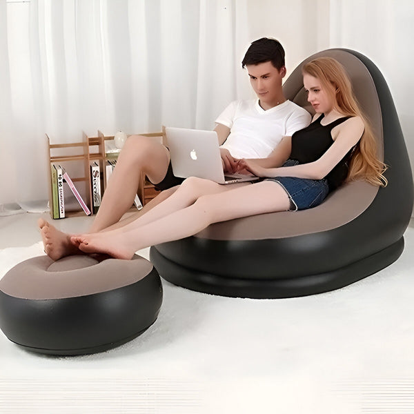 BowLift | RelaxSeat Inflatable Lounge Chair with Footrest – Indoor & Outdoor Comfort