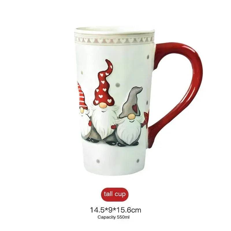BowLift | Christmas Large Capacity Nordic Christmas Tall Hat Ceramic Relief Mug Cup