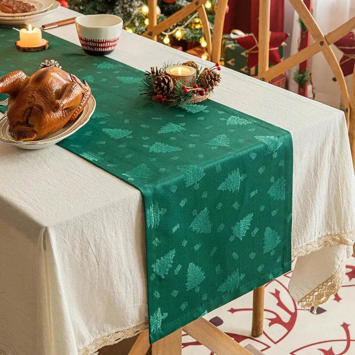 BowLift | Christmas Table Runner Dark Jacquard Dining Table