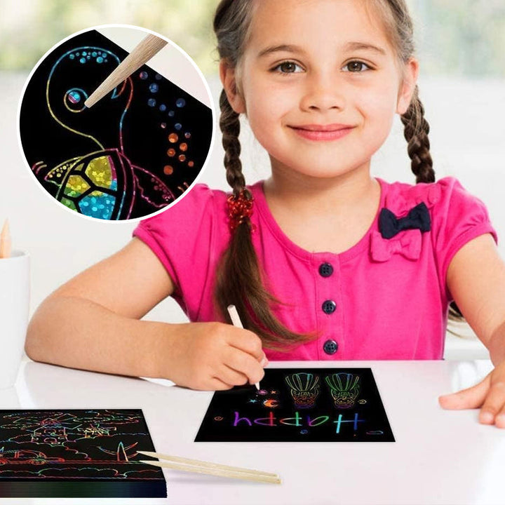 BowLift | 【100 sheets/1 set】DIY Rainbow Magic Scratch Paper Art Set