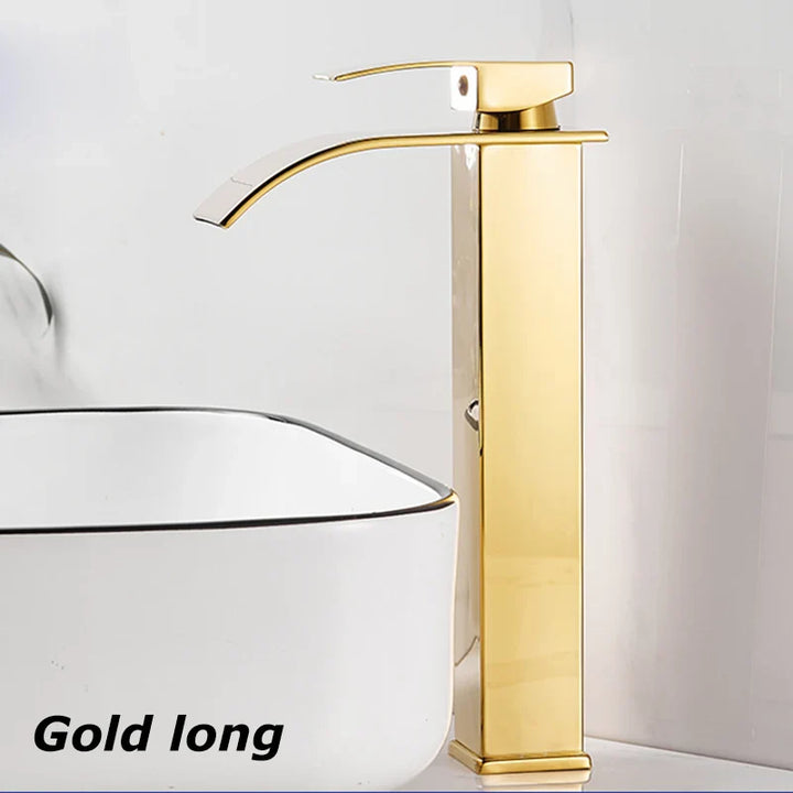 BowLift | Waterfall Vanity Tap Aqualis Noir | Stainless Steel | Hot & Cold Water | For Bathroom & Guest Toilet