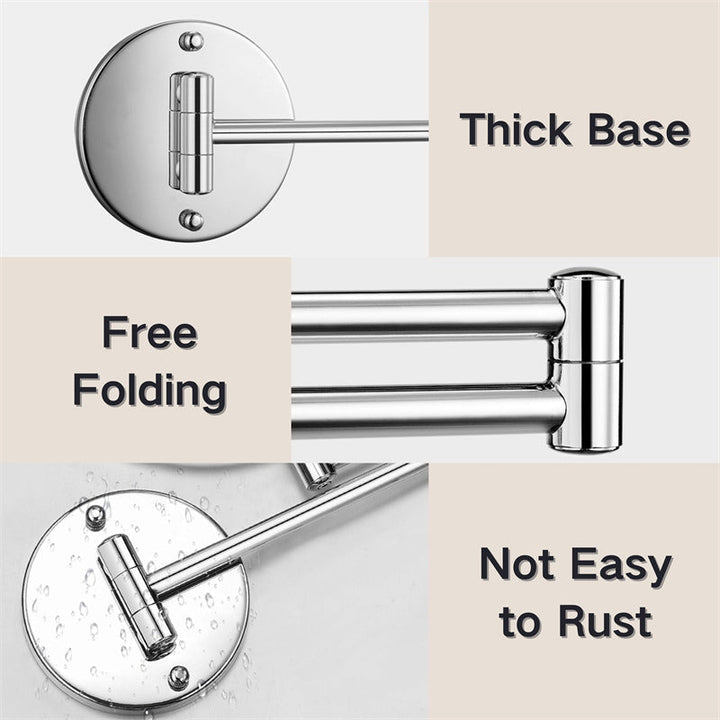 BowLift | Rechargeable wall-mounted shaving mirror | 360° rotation. 1X/10X magnification and adjustable LED lighting for use in the bathroom