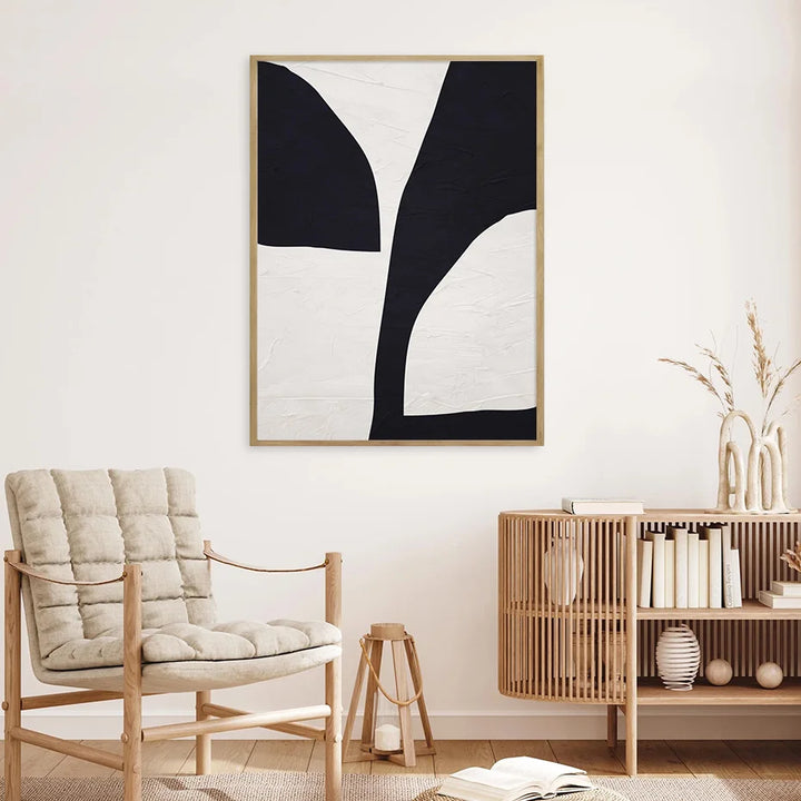 Nordic Minimalist Abstract Beige Black Shape &amp; Line Wall Art Fine Art Canvas Prints Pictures For Modern Living Room Bedroom Art Decor | Bowlift