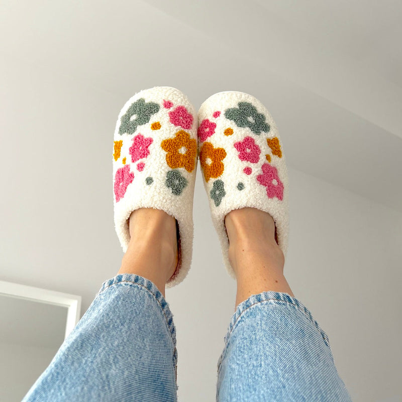 BowLift | Blumina | Warm slippers | Floral pattern | Non-slip sole