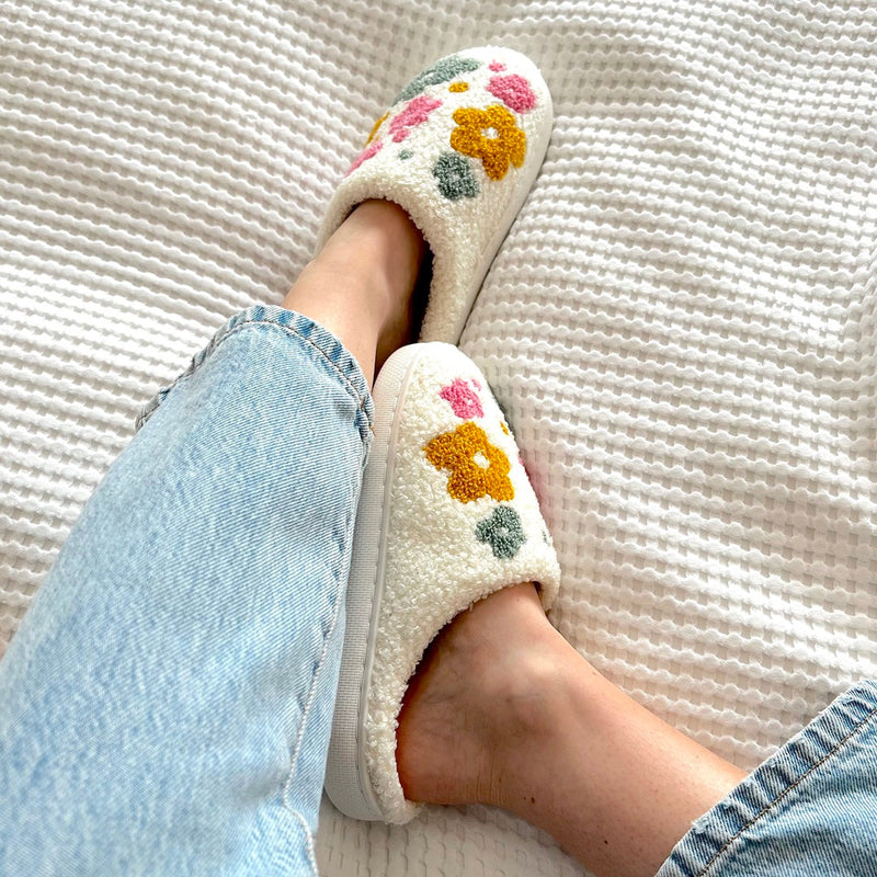 BowLift | Blumina | Warm slippers | Floral pattern | Non-slip sole