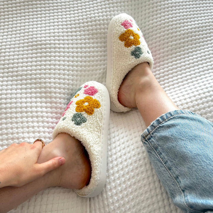 BowLift | Blumina | Warm slippers | Floral pattern | Non-slip sole